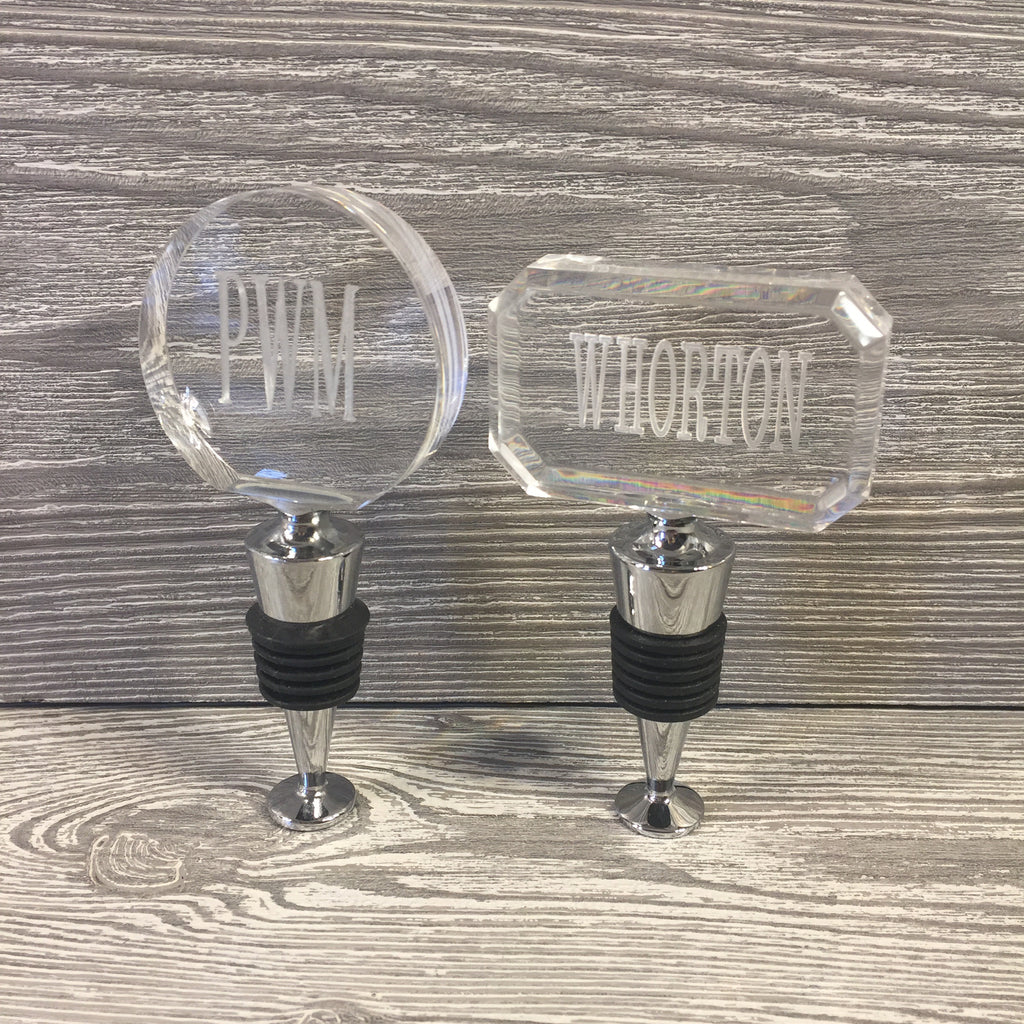 Engraved Wine Bottle Stopper, Glass Circular