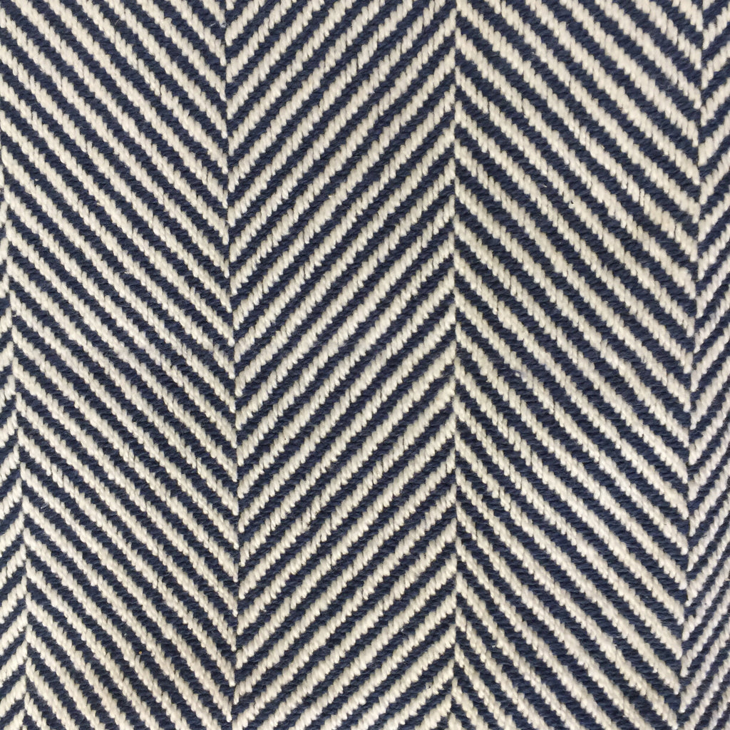 Blanket, Cotton Throw, Navy and Cream Herringbone with Fringe