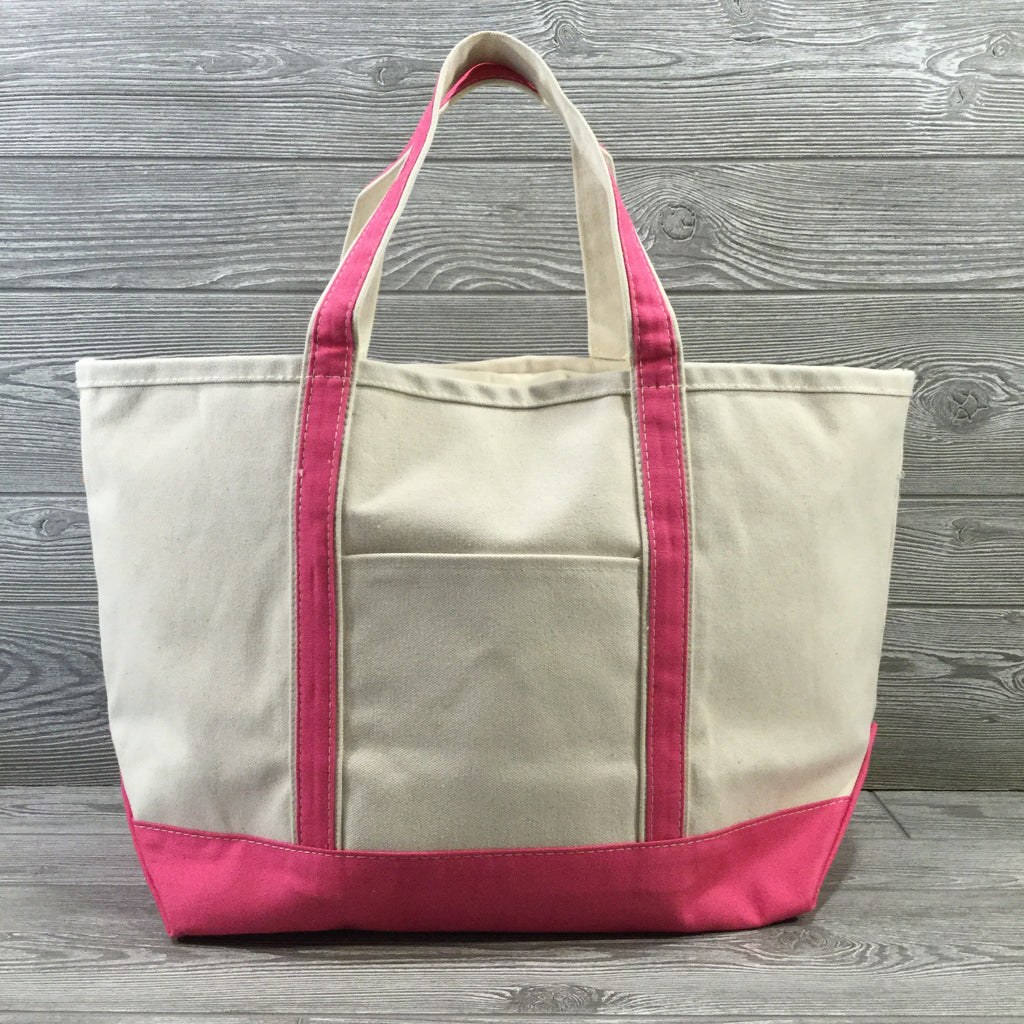 Boat Tote, Canvas with Zippered Top, 8 Trim Colors