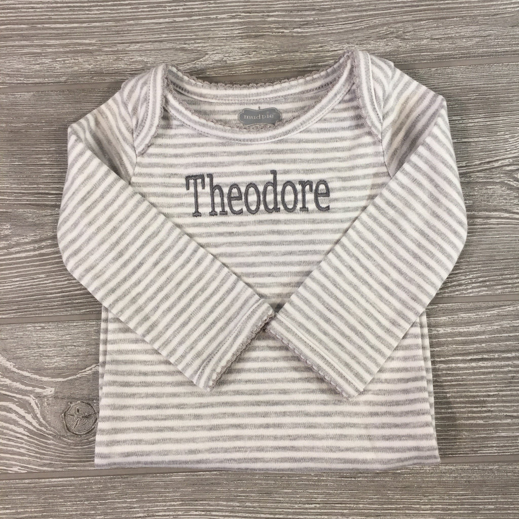 Kids and Babies, Infant Gown, Gray Striped
