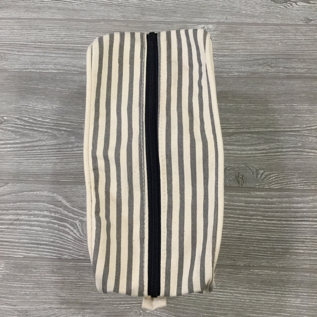Makeup Bag, Canvas with Gray Pinstripe Pattern
