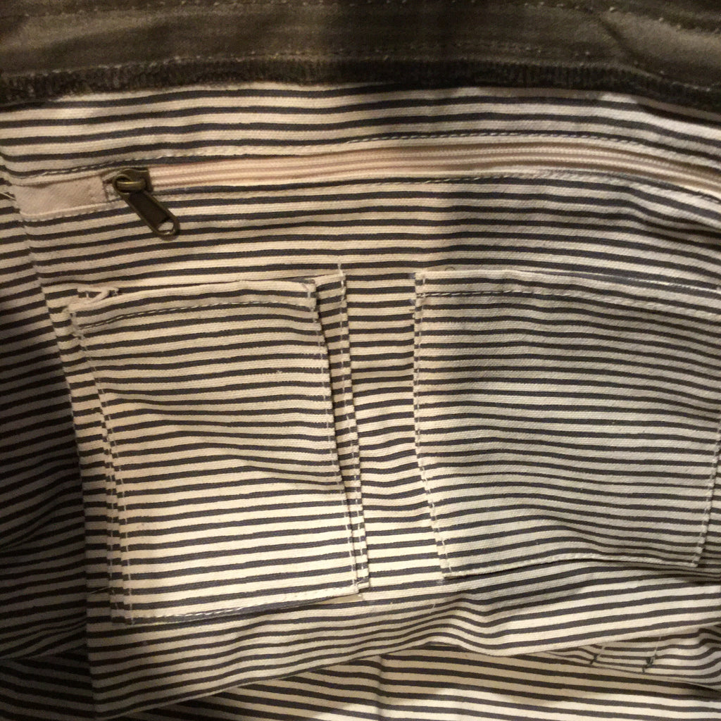 Distressed Waxed Canvas Boat Tote, Navy Charcoal with Brown Trim