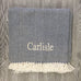 Blanket, Cotton Throw, Navy and Cream Herringbone with Fringe