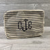 Makeup Bag, Canvas with Gray Pinstripe Pattern
