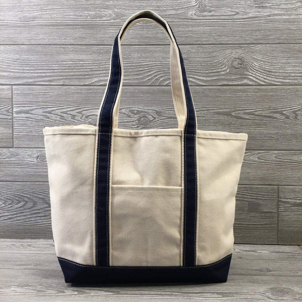 Boat Tote, Medium Size, Canvas Zipper Closure, 2 Trim Colors