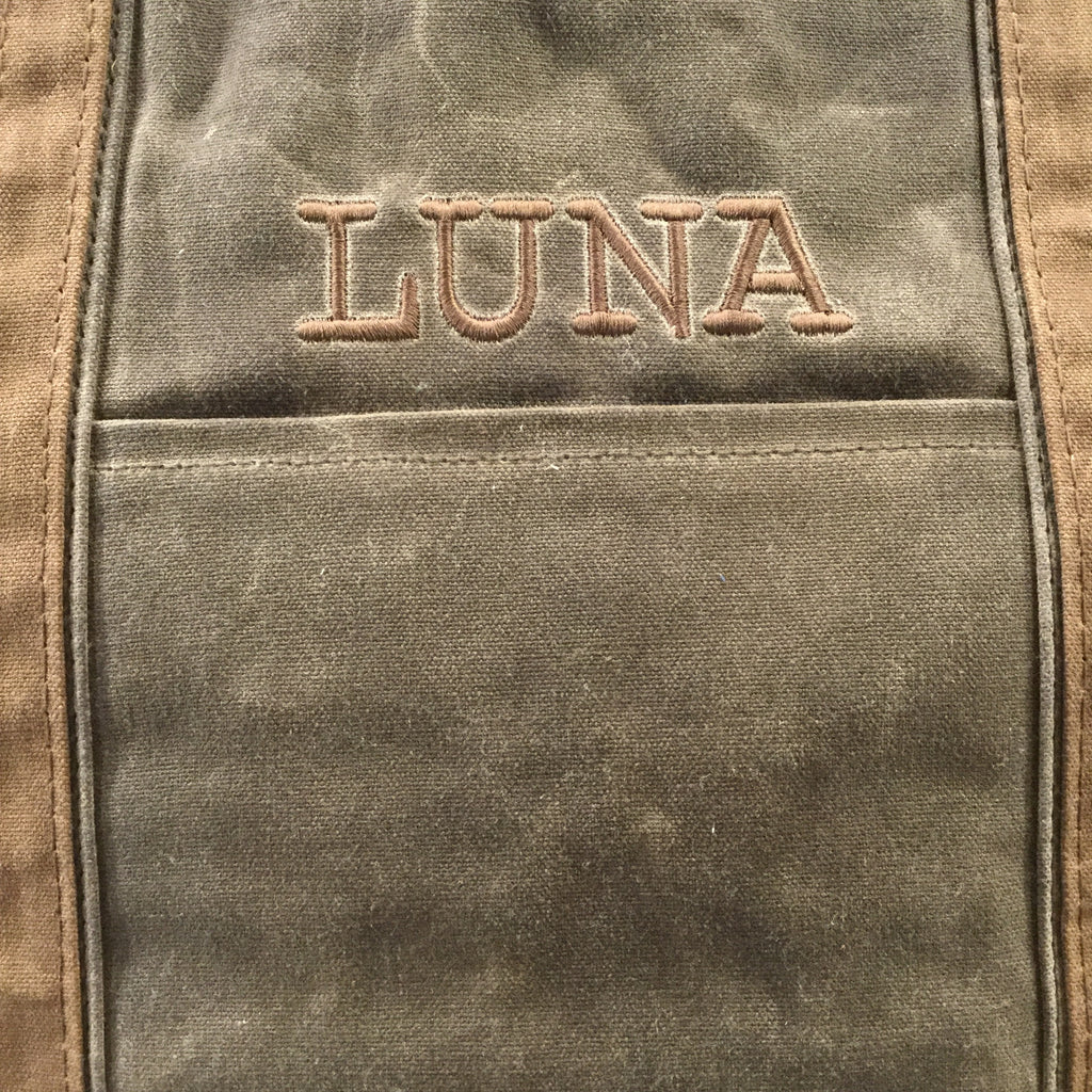 Distressed Waxed Canvas Boat Tote, Olive with Brown Trim