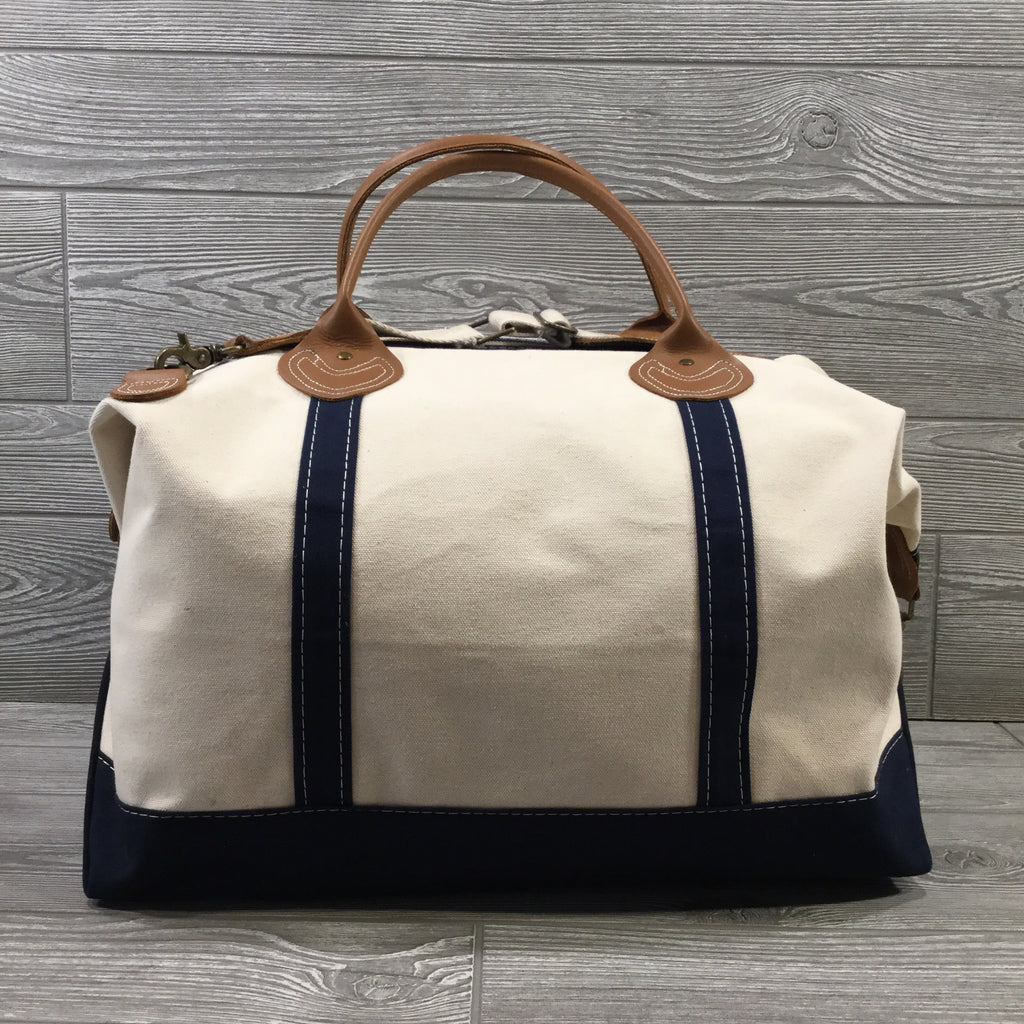 Weekender Bag, Canvas with Leather Handles, 5 Trim Colors