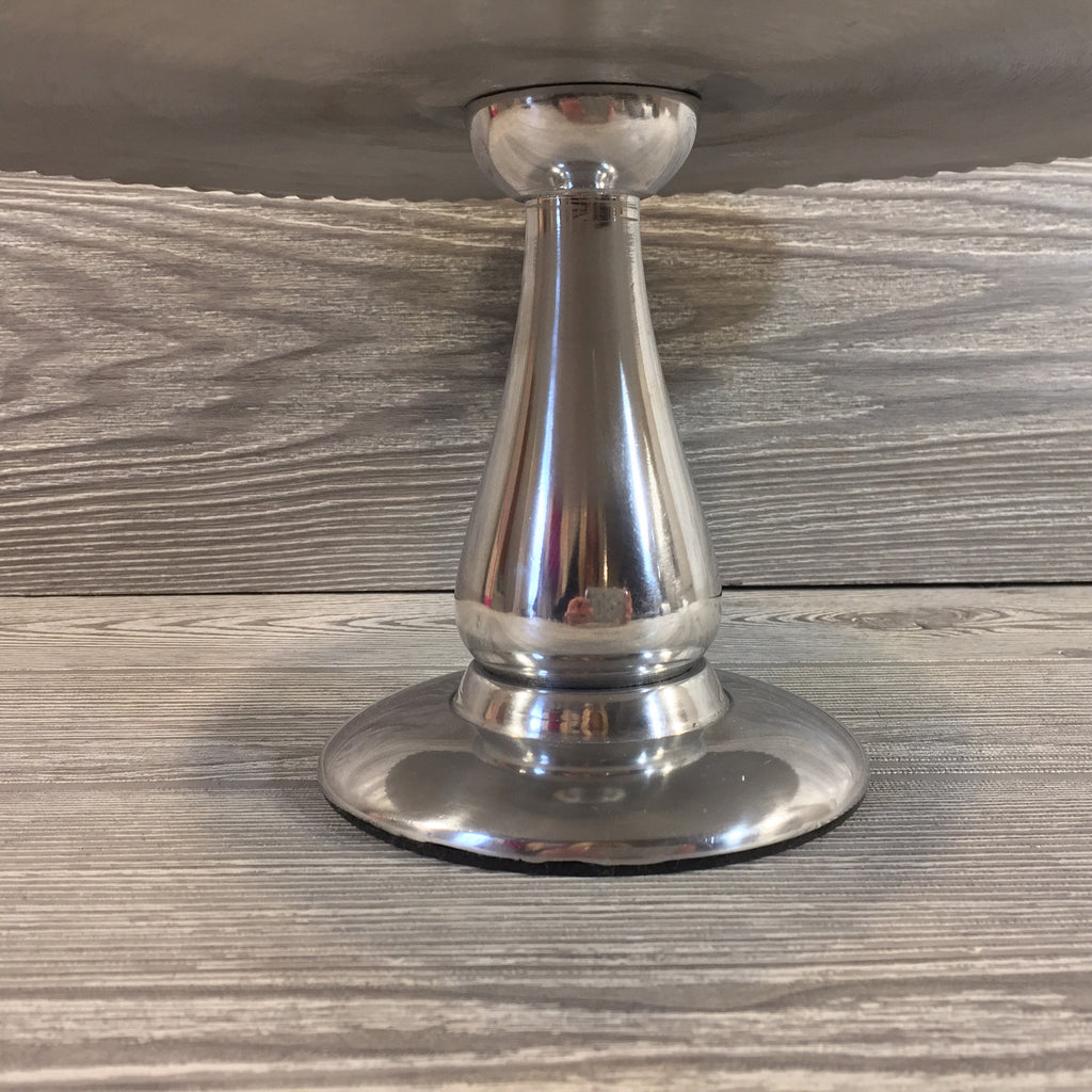 Beaded Silver Cake Stand on Pedestal