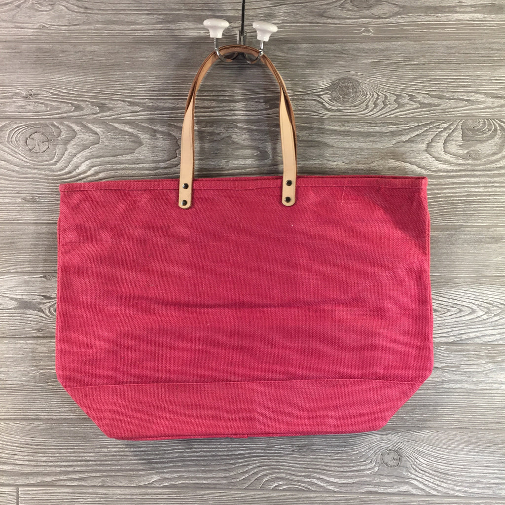 Jute Tote, Burlap with Zippered Top and Leather Handles, 6 Colors
