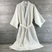 Robe, Long Kimono Style Waffle Texture, White Polyester and Cotton