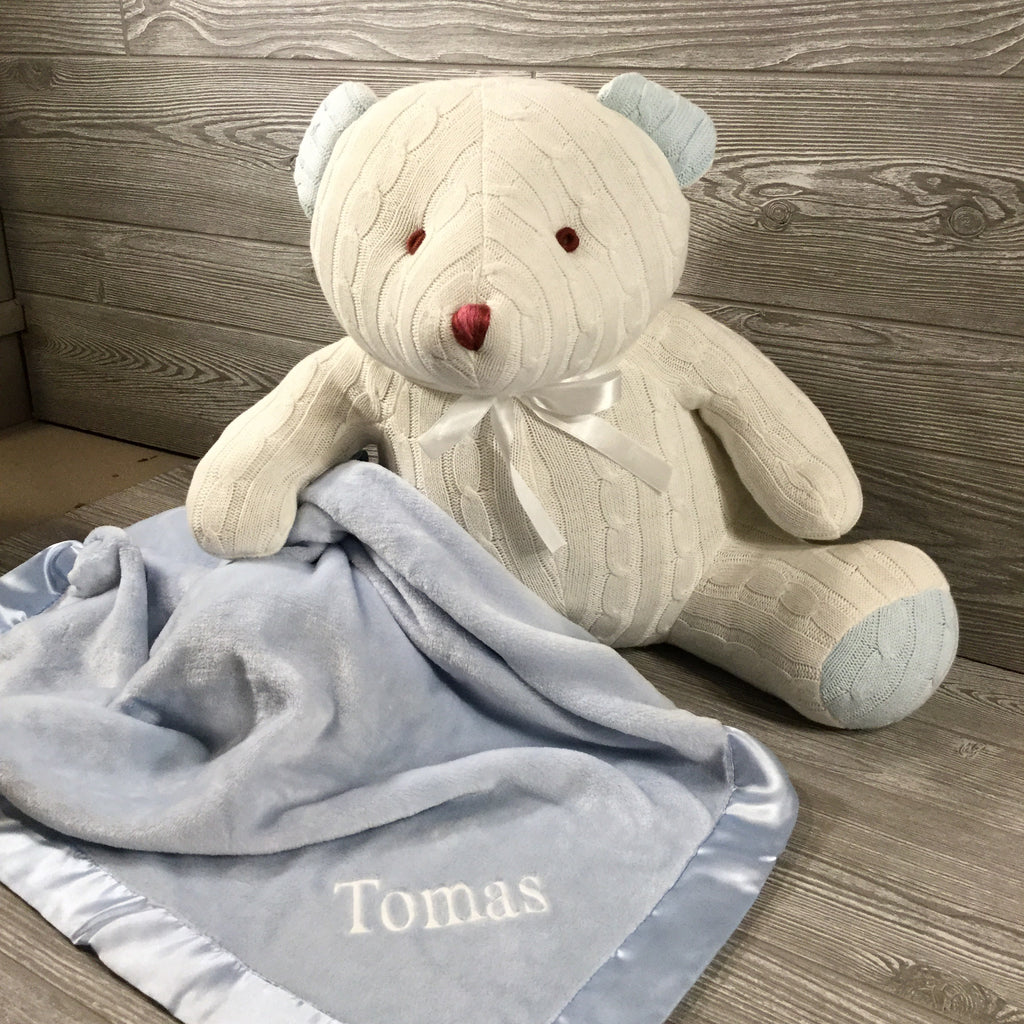 Kids and Babies, Microfleece Baby Blanket, Blue with Matching Trim