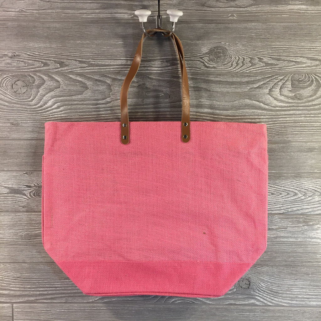 Jute Tote, Burlap with Zippered Top and Leather Handles, 6 Colors