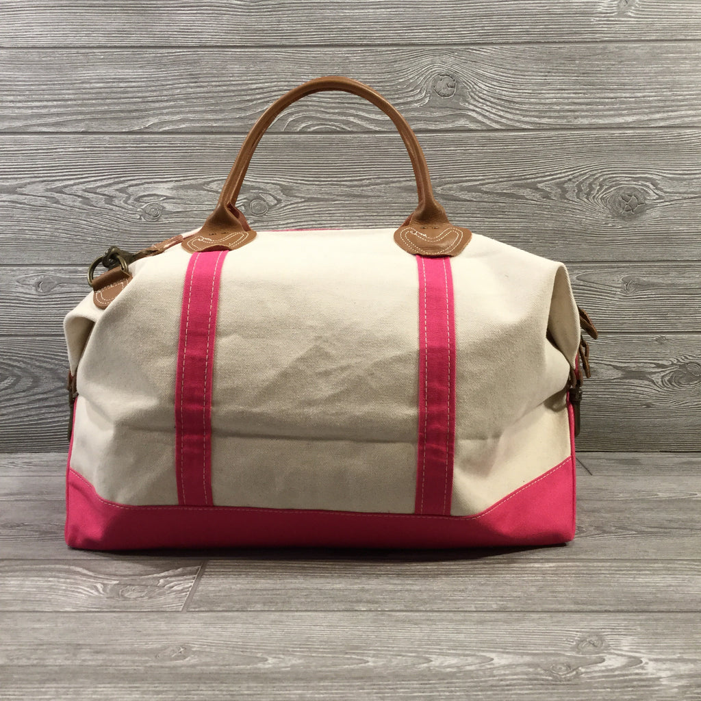 Weekender Bag, Canvas with Leather Handles, 5 Trim Colors