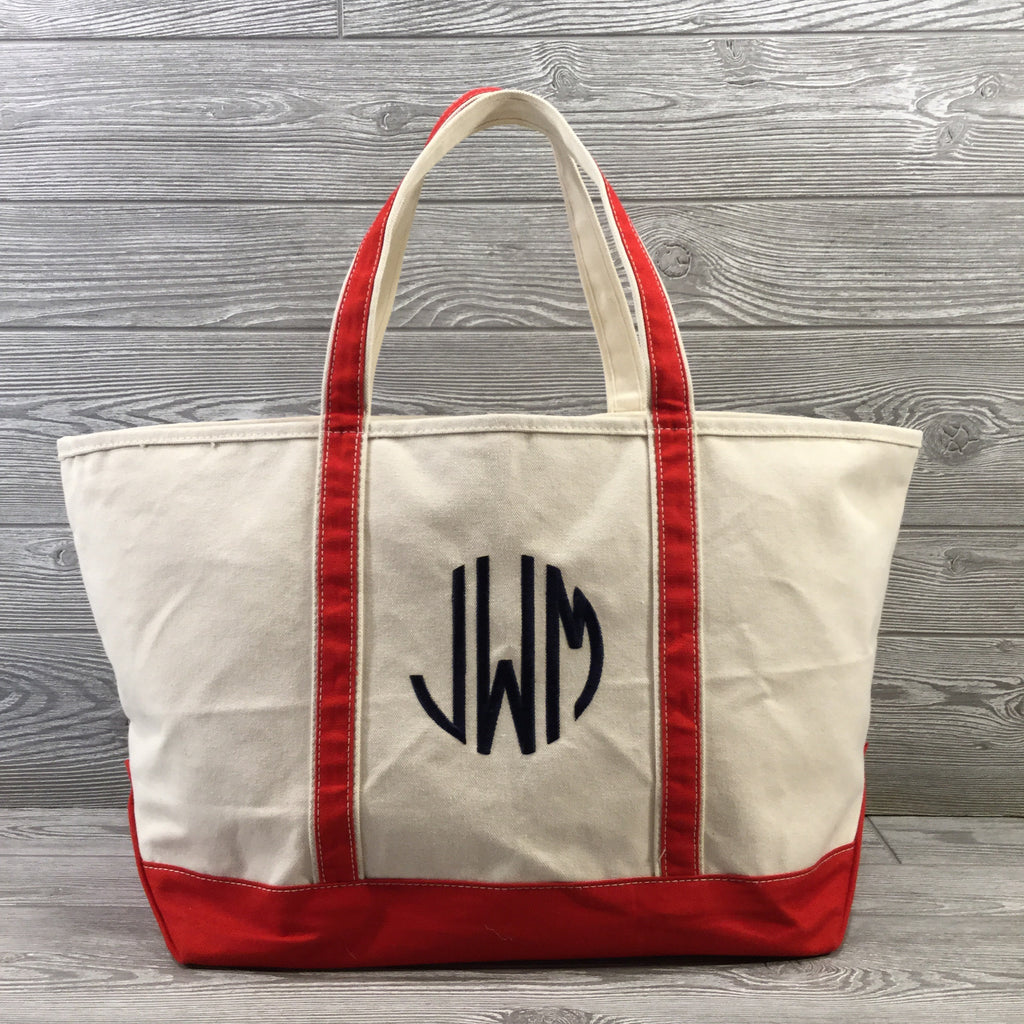 Boat Tote, Canvas with Zippered Top, 8 Trim Colors