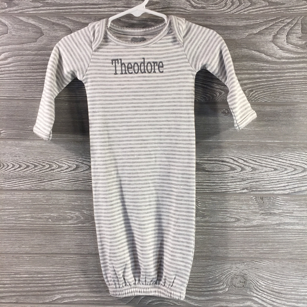 Kids and Babies, Infant Gown, Gray Striped