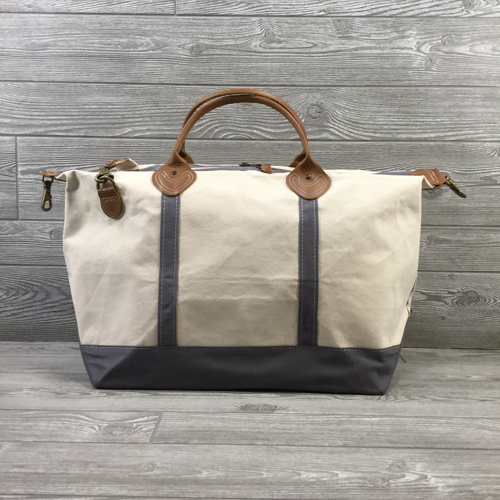 Weekender Bag, Canvas with Leather Handles, 5 Trim Colors