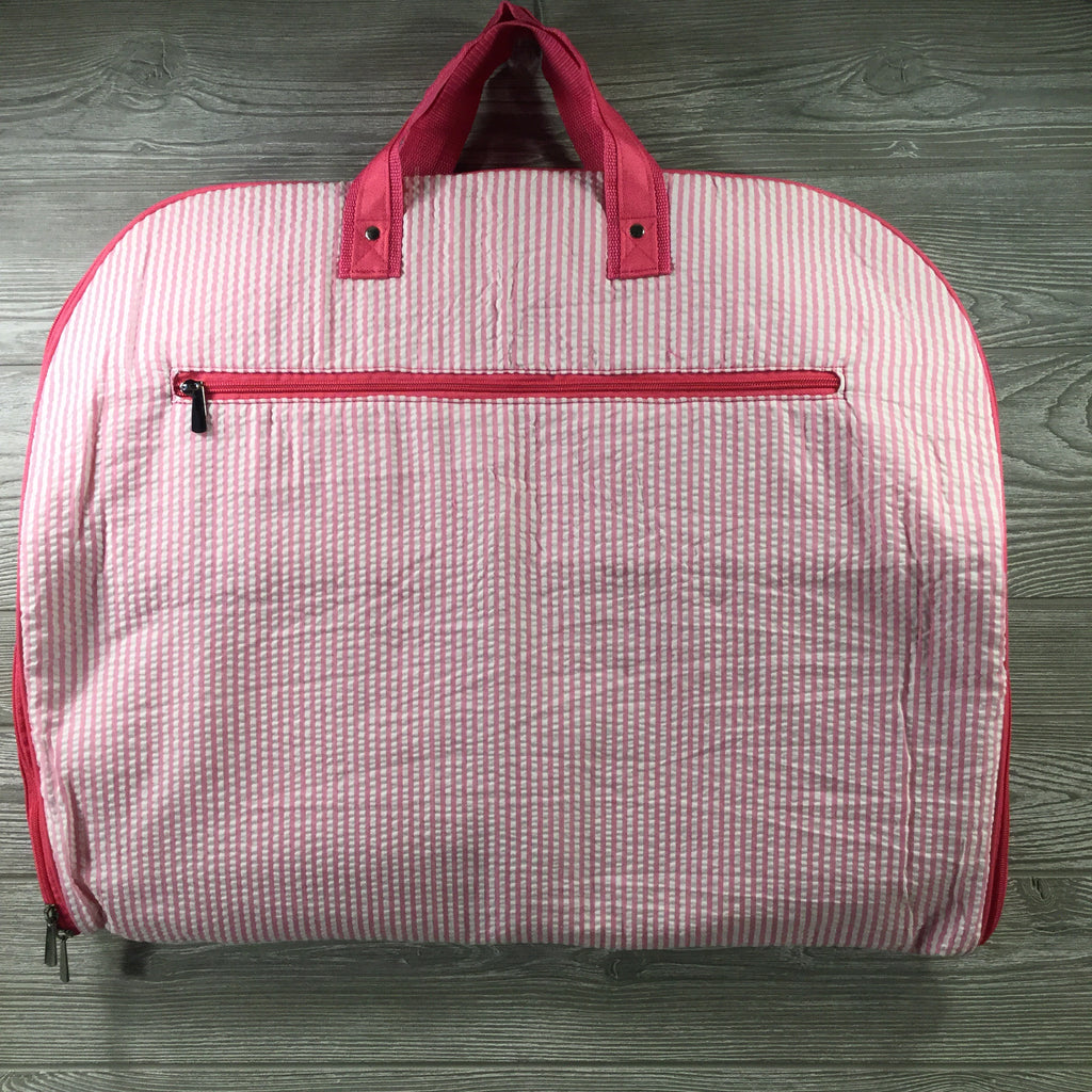Garment Bag, Pink Seersucker, Matching Accessary Bag