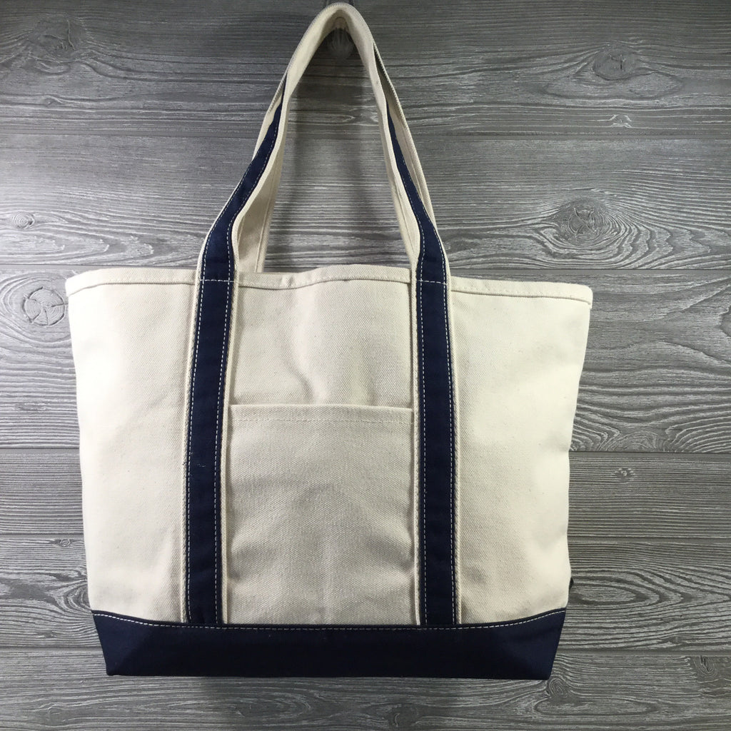 Boat Tote, Medium Size, Canvas Zipper Closure, 2 Trim Colors