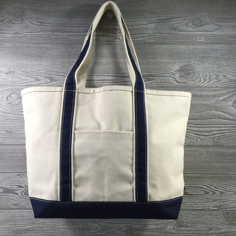 Boat Tote, Medium Size, Canvas Zipper Closure, 2 Trim Colors