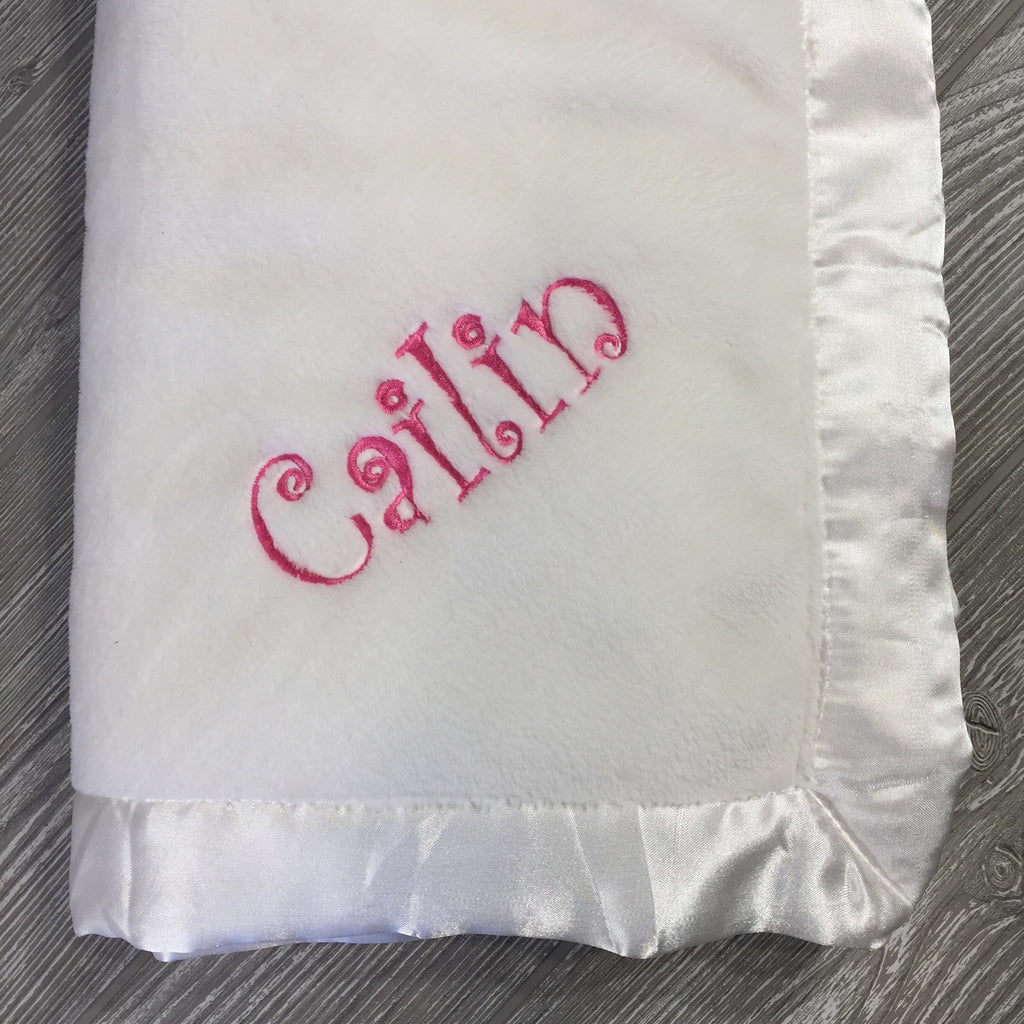 Kids and Babies, Microfleece Baby Blanket, White with Matching Trim