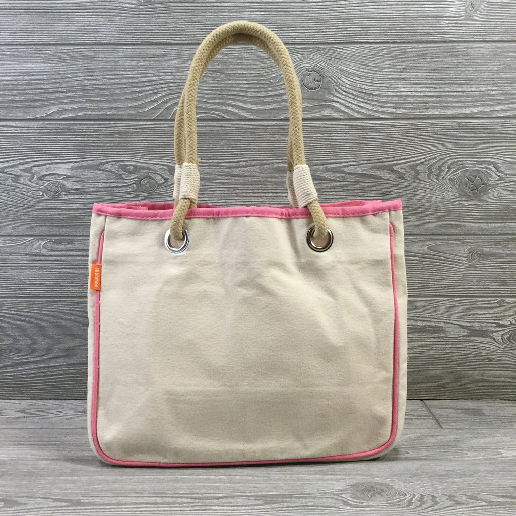 Canvas Tote, Hard-Bottom with Rope Handles, 3 Trim Colors