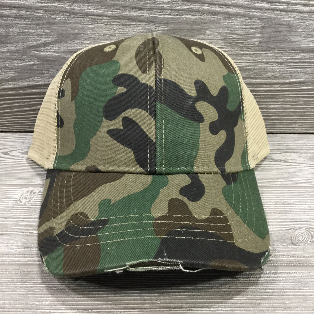 Trucker Hats, 4 Panel with Tan Net Sides and Snap Back Closure, 4 Color Options