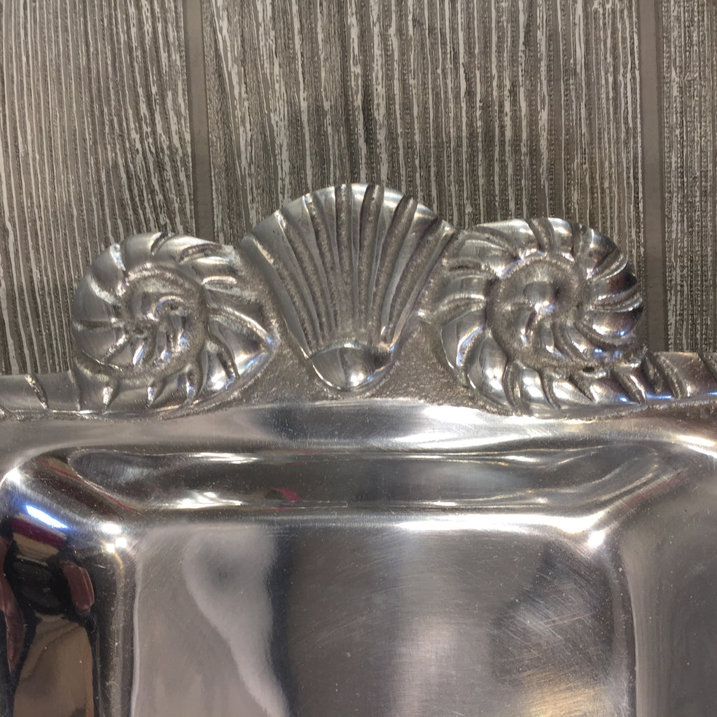 Decorative, Silver Serving Dish with Rope and Shell Design