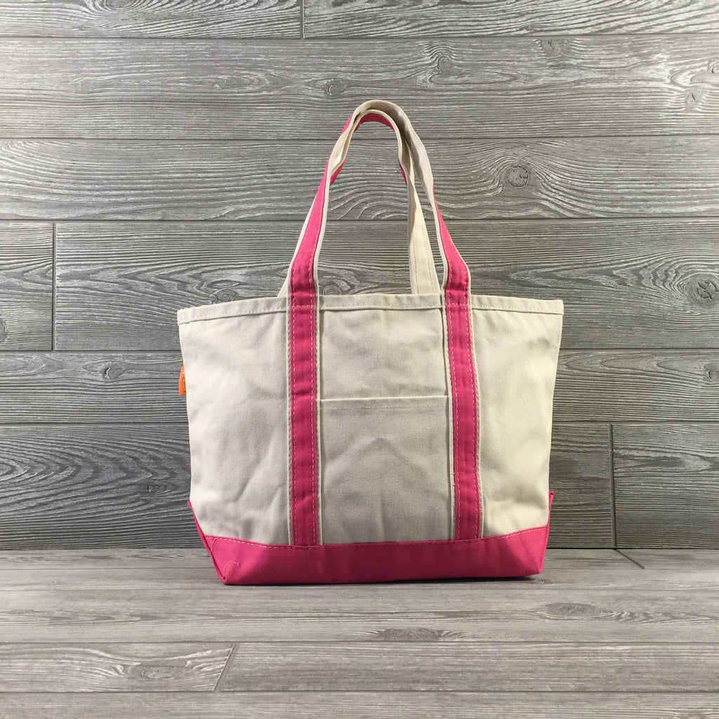 Boat Tote, Medium Size, Canvas Zipper Closure, 2 Trim Colors