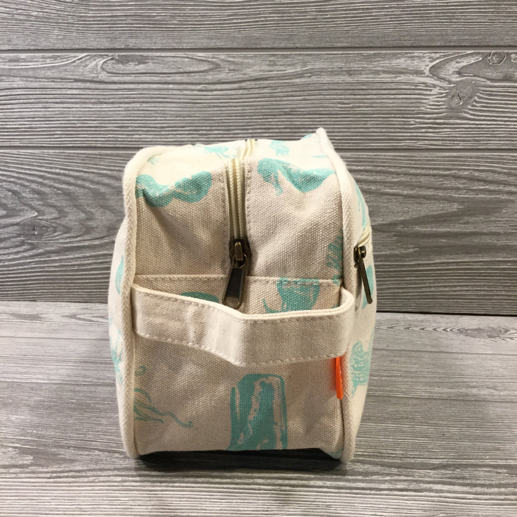 Makeup Bag, Canvas Turquoise Sea Life, Exterior Zipper
