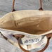 Canvas Tote, Flight Bag with Zippered Top with Leather Handles, 3 Trim Colors