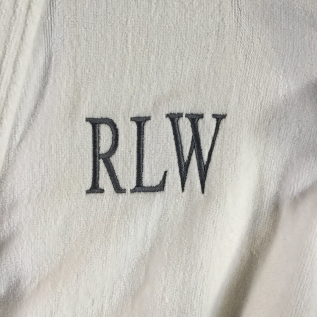 Robe, Kimono Style, White Terry Cotton and Velour