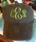 Hats, 6 Panel Low Profile with Brown Leather Strap, 10 Color Options