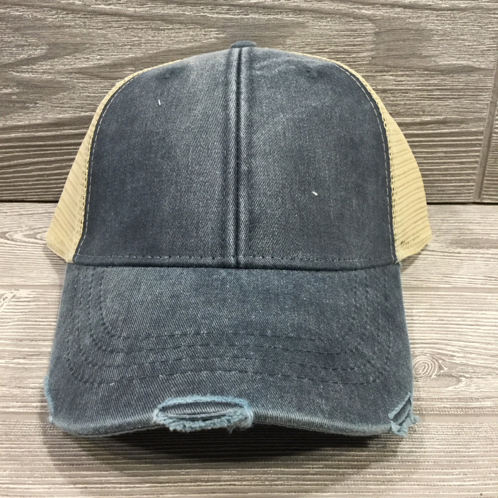 Trucker Hats, 4 Panel with Tan Net Sides and Snap Back Closure, 4 Color Options
