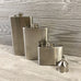 Flasks, Stainless Steel Silver with Funnel, 3 Sizes