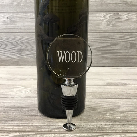 Engraved Wine Bottle Stopper, Glass Circular