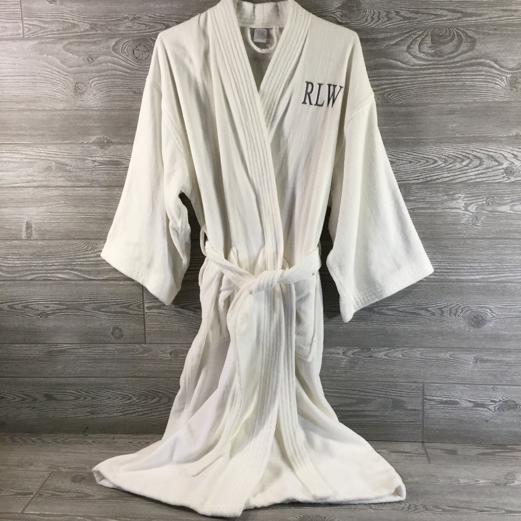 Robe, Kimono Style, White Terry Cotton and Velour