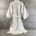 Robe, Long Kimono Style Waffle Texture, White Polyester and Cotton