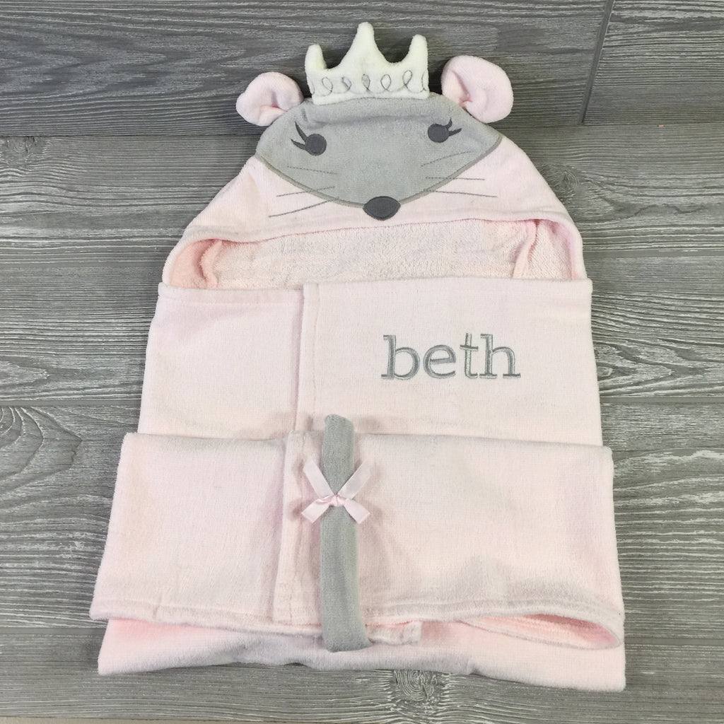 Kids and Babies, Hooded Bath Wrap, Pink, Princess Mouse