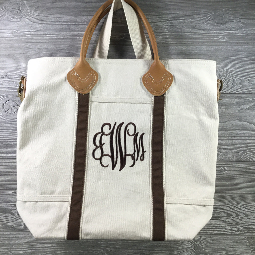 Monogrammed 3 Initial Zippered Tote Bag