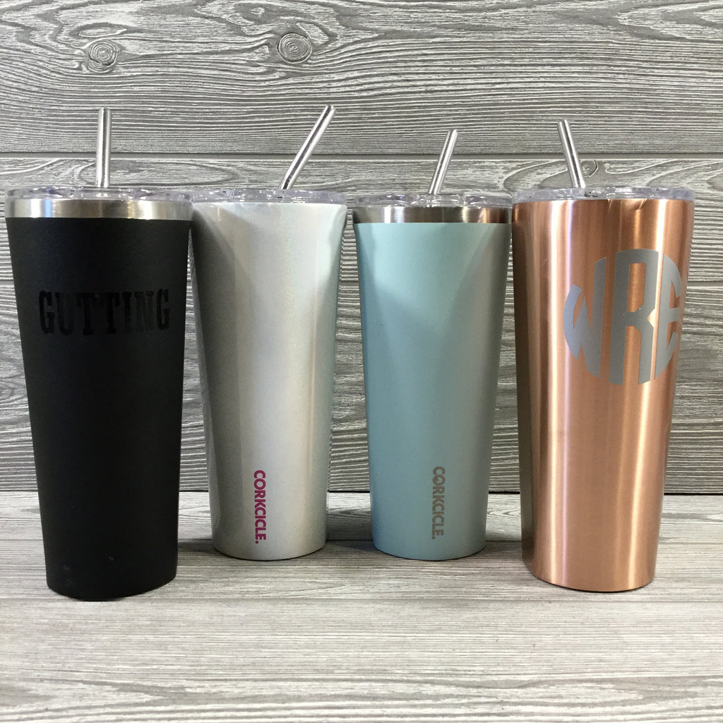 Corkcicle, 24oz Tumbler with Stainless Steel Straw, White – Vines & Pines