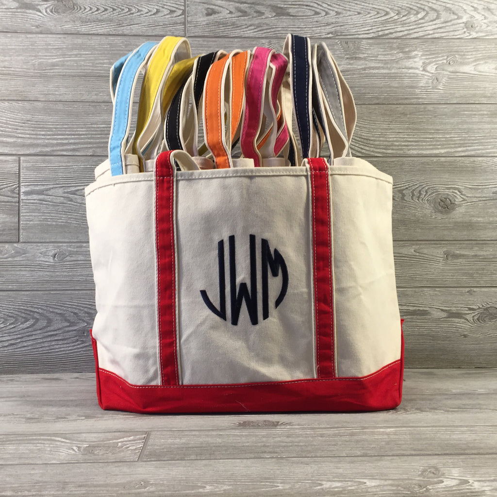 Canvas Monogrammed Large Boat Tote With Zippered Top