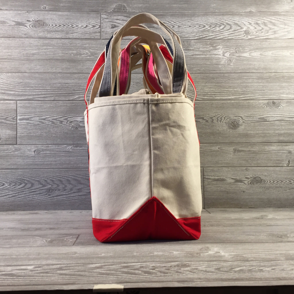 Vintage LL Bean Boat & Tote Bag White/Red - Zipper Top Tote